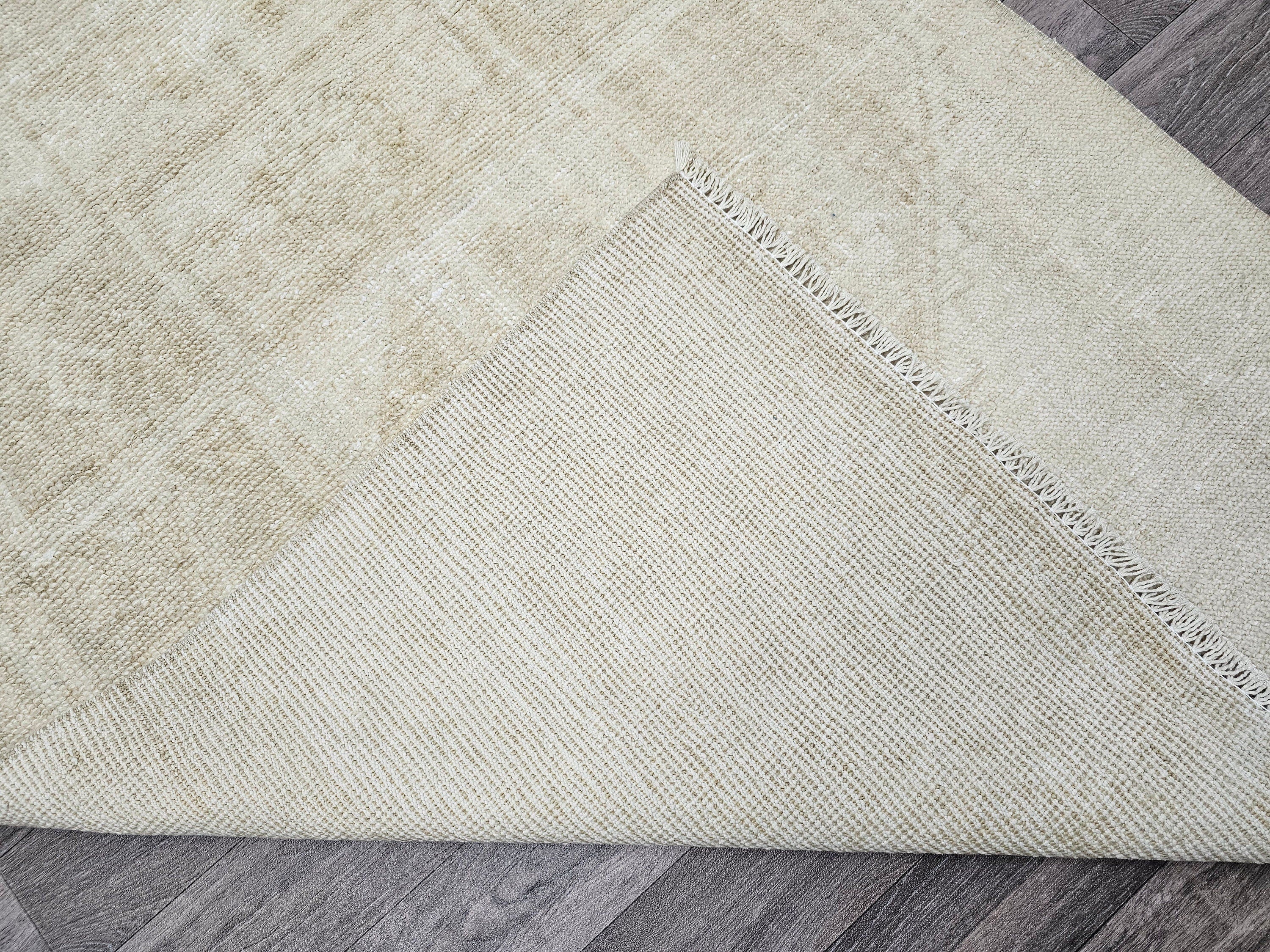 Neutral Oushak Runner Rug: 3x13 Vintage Turkish Hallway Rug