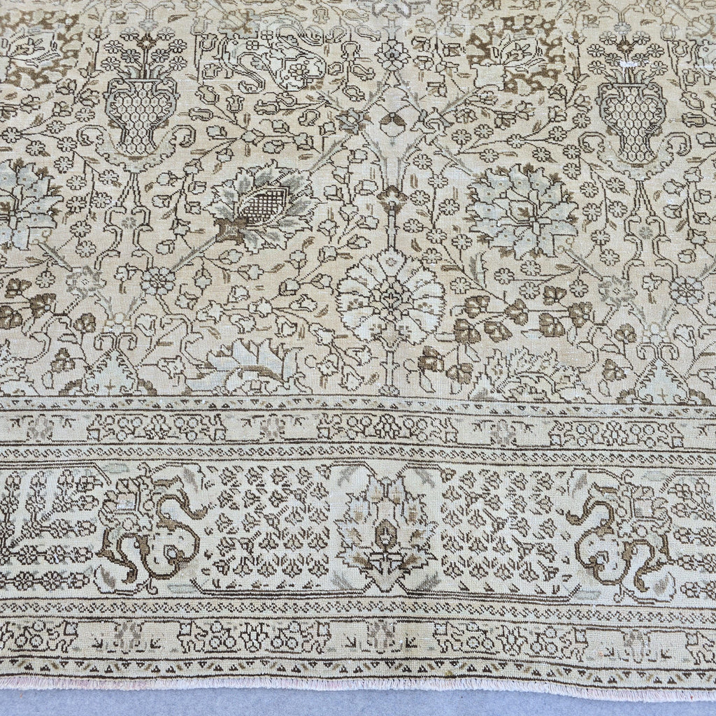 9x12 Oushak Rug Floral Design/ Hand Knotted High Quality Wool Rug/ Neutral Area Rug/ Turkish Rug 9x12/ Antique Turkish Rug/ Beige Rug