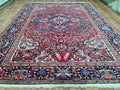 Large Hand-Knotted Heriz Rug: Antique Wool Oriental Carpet