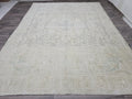Oversized Neutral Oushak Rug: Vintage Turkish Wool Carpet (9.30x12.50 feet)