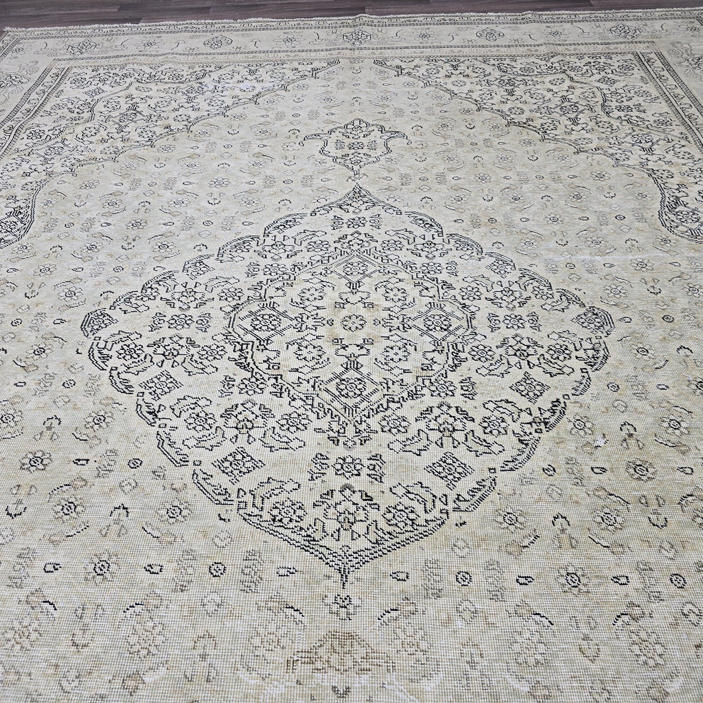 Oushak Wool Rug 10x12, Distressed Turkish Area Rug, Hand Knotted High Quality Neutral Area Rug, Rug for Livingroom and Bedroom
