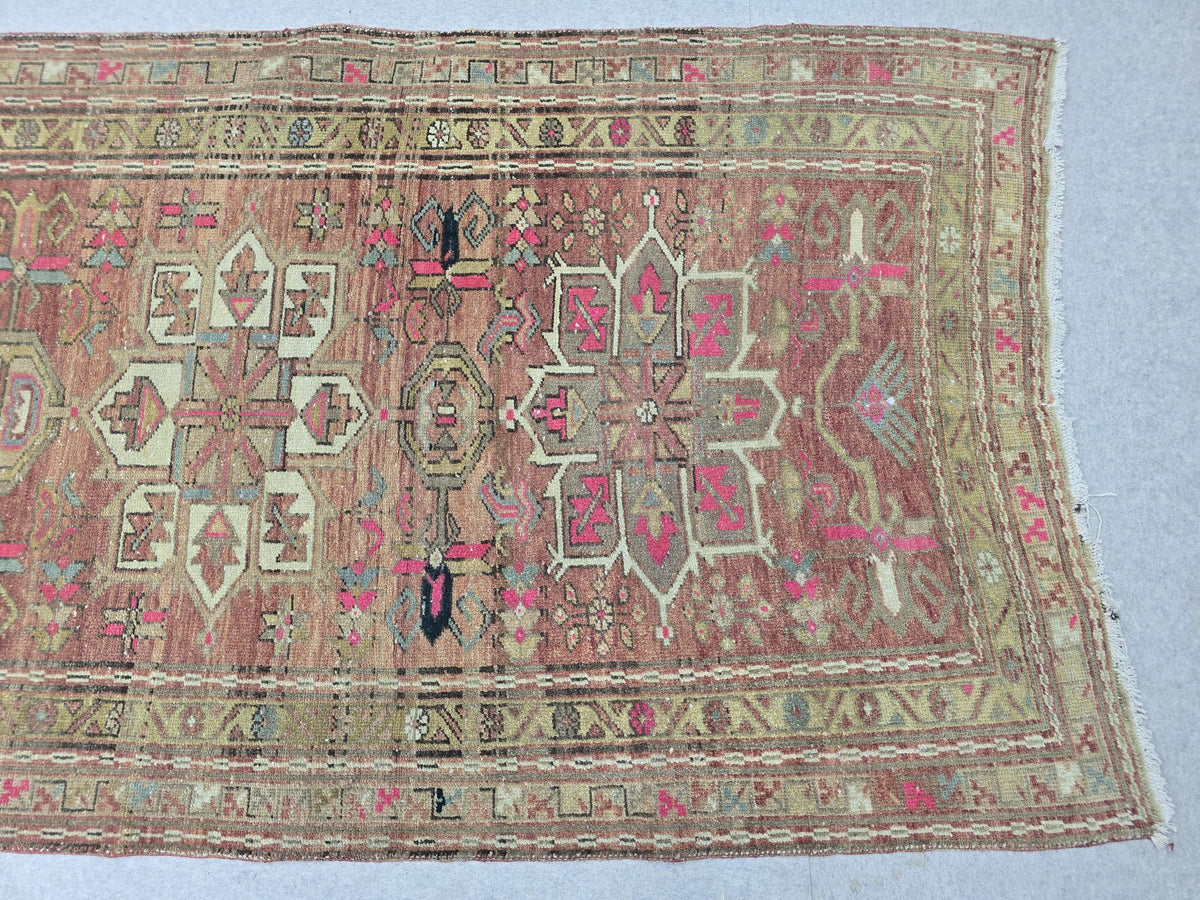 3.5x11 Authentic Vintage Runner Rug - Hand Knotted Wool Runner - Oushak Hallway Runner - Traditional Oriental Wool Rug for Home Decor