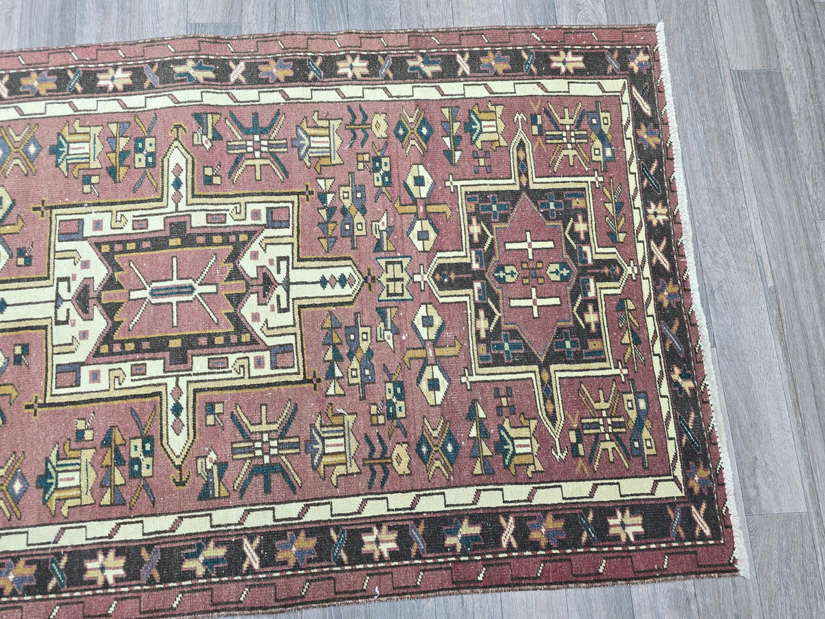 Vintage Turkish Runner Rug: Handwoven Wool Kilim, Tribal Hallway Decor