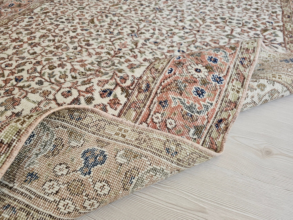 Hand Knotted Turkish Wool Rug: 6x9 Vintage Bohemian Oushak Carpet