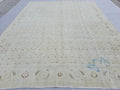 Large Oushak Rug 9x12 | Cream Neutral Area Rug | Hand Knotted Anatolian Style Bedroom Carpet