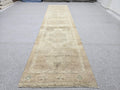 Oushak Runner Rug 3x13, Faded Apricot Beige Hallway Runner, Extra Long Wool Kitchen Runner, Soft Sage Entry Rug for Home Office Decor