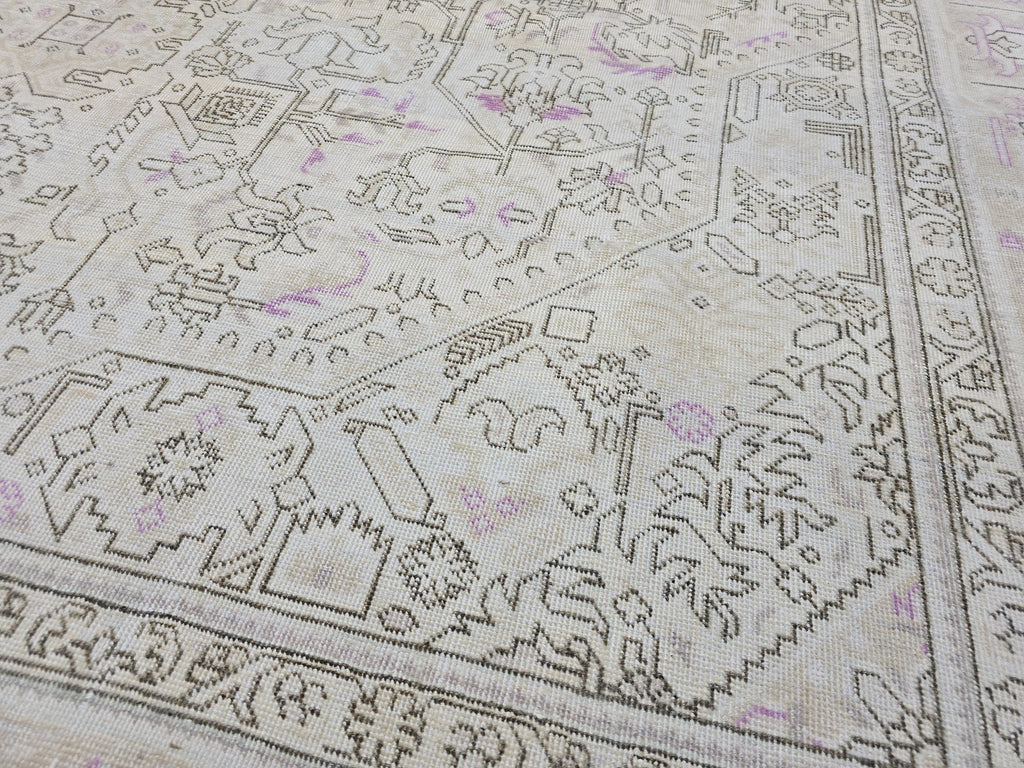 Oushak Wool Area Rug: 9x12 Light Pink Beige Turkish Rug
