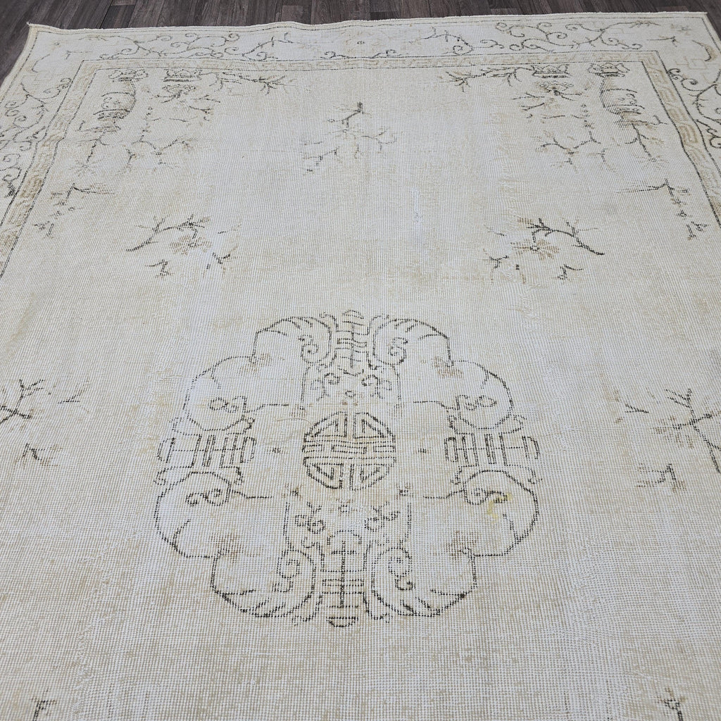 Vintage Oushak Rug 7x10: Hand-Knotted Wool Turkish Area Rug