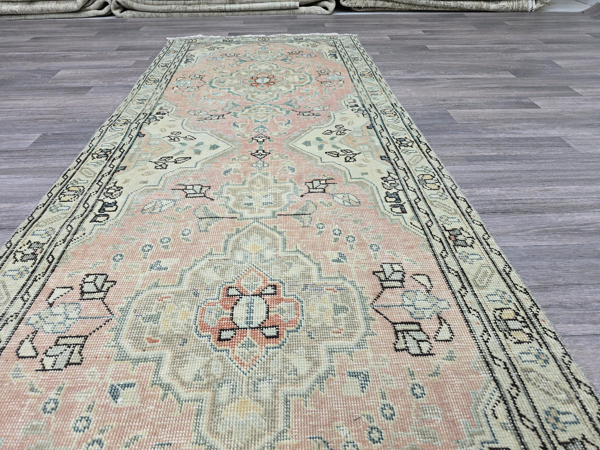 Antique Wool Runner Rug: Vintage Anatolian Stair Carpet (3x12.65 ft)
