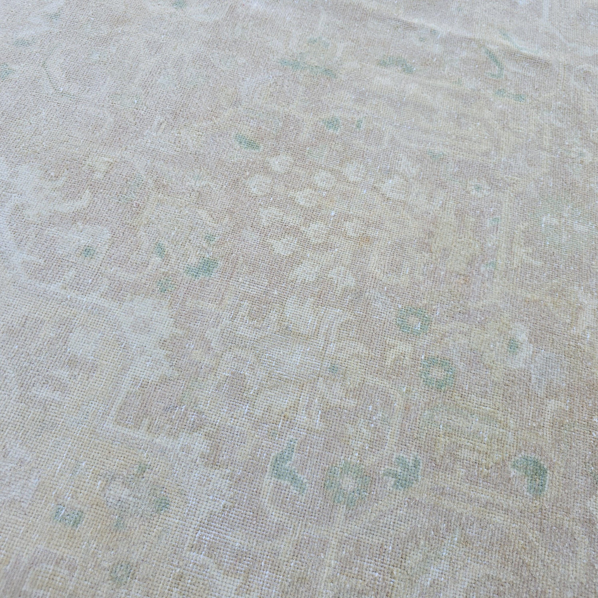 Antique Oushak Rug 9.6x12.6 ft, Faded Turkish Wool Rug, Neutral Decor