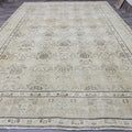 Large Hand-Knotted Turkish Oushak Rug: 9.25 x 13 ft, Neutral Floral