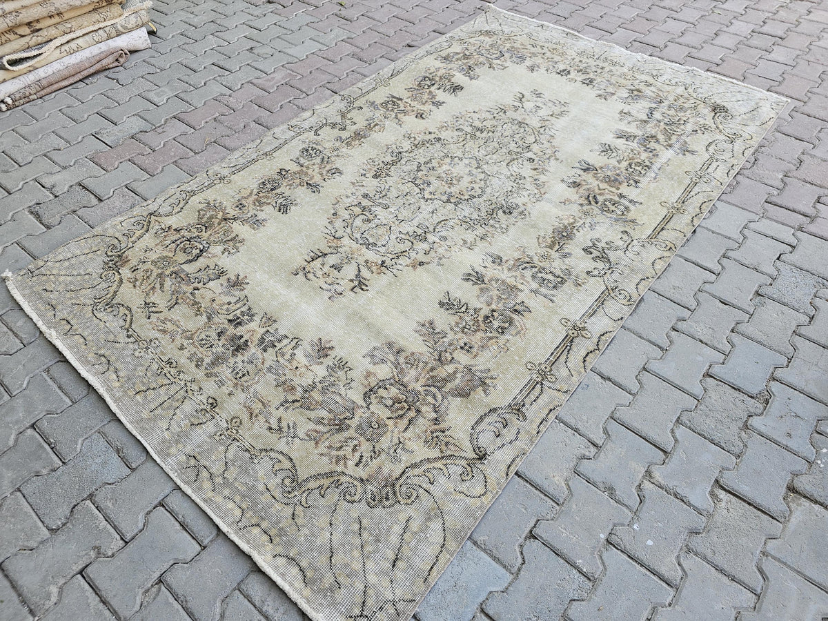 5x9 Wool Oushak Rug - Handmade Vintage Turkish Neutral Rug
