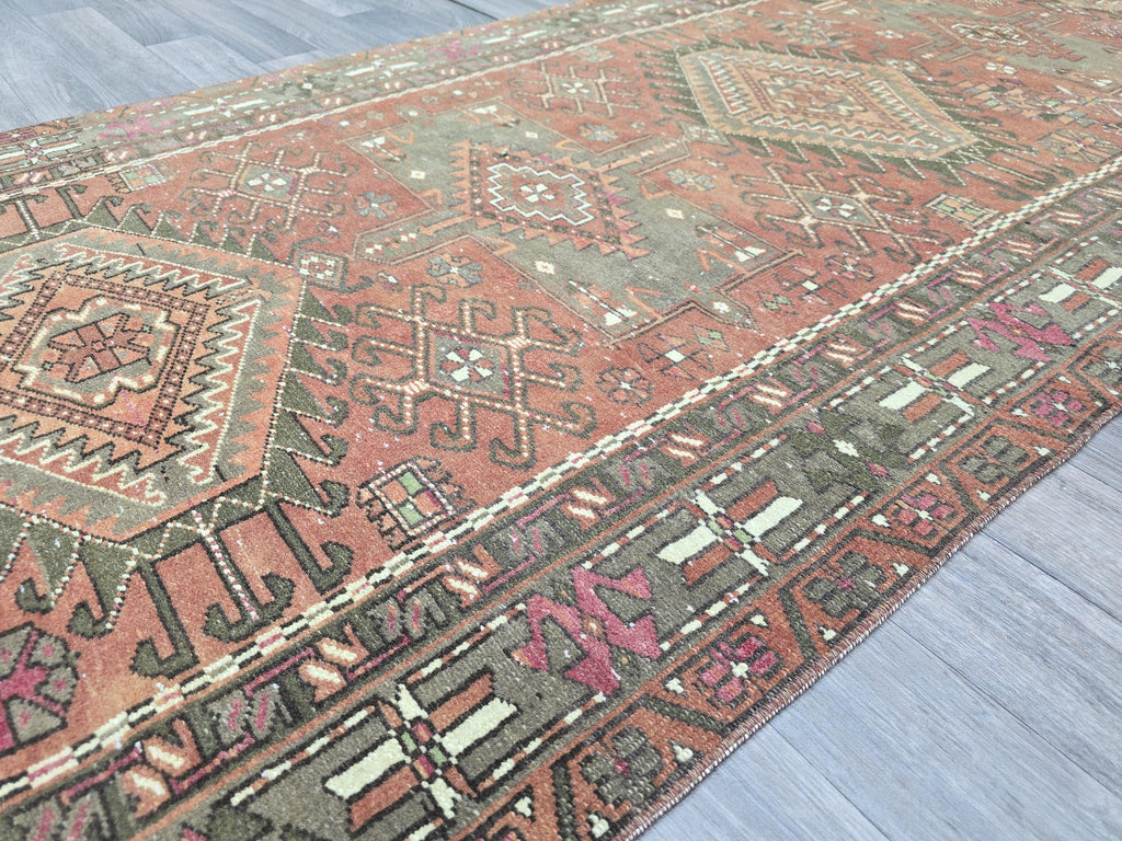 Vintage Turkish Runner Rug: Handknotted Anatolian Tribal Carpet