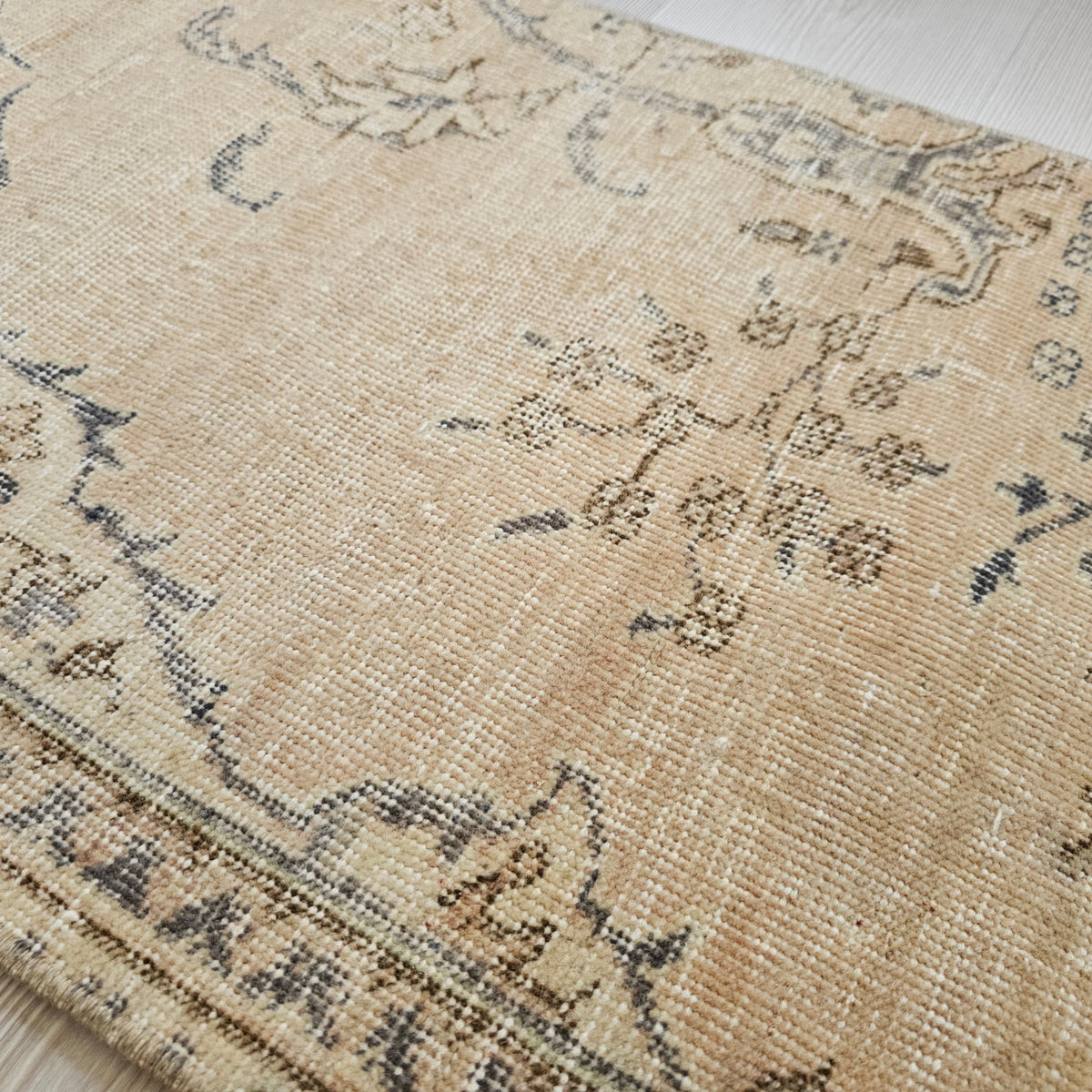 Faded Wool Turkish Runner Rug: Short Vintage Style (2x5)