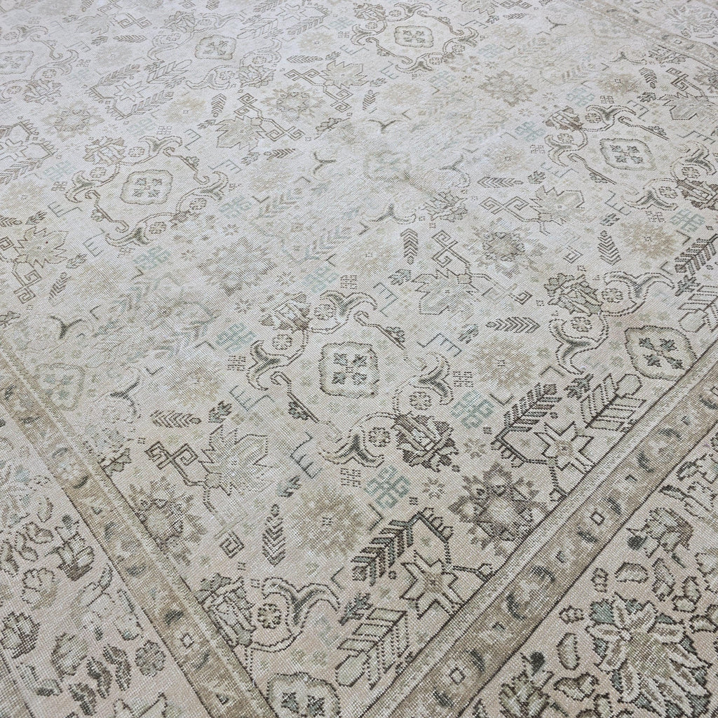 9x12 Vintage Handwoven Neutral Beige Large Area Rug – 9.40x12.65 ft Turkish Bohemian Carpet