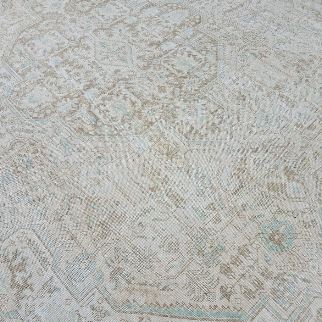9x12 Vintage Oushak Wool Rug: Pink Brown Boho Turkish Area Rug