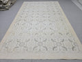 Wool Oushak Rug 6x10: Hand-Knotted  Cream Beige Vintage Turkish Rug