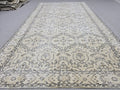 Turkish Rug 6x10, Vintage Wool Area Rug, Cream Beige Floral Carpet for Living Room, Muted Neutral Handknotted Rug
