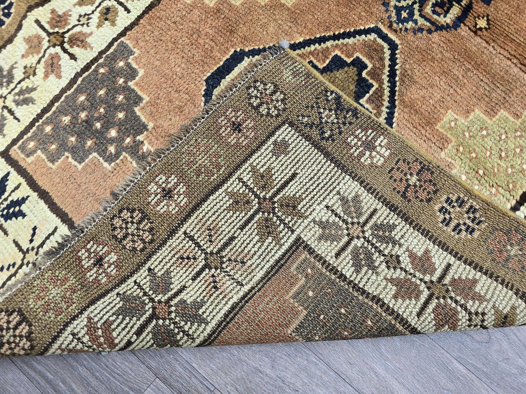 Vintage Turkish Runner Rug: 3x10 Brown Wool Hallway Oushak Rug
