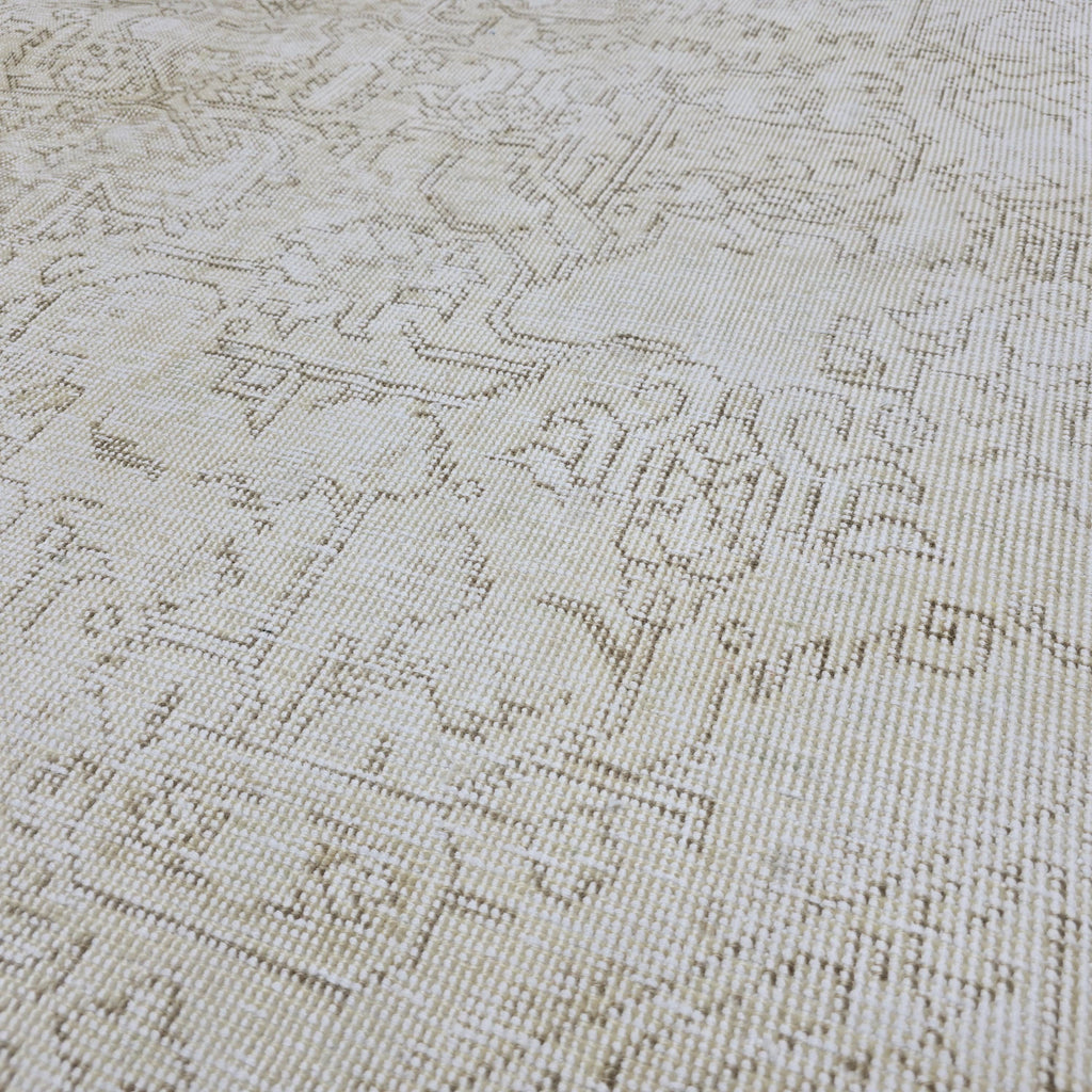 Neutral Oushak 9x12 Area Rug: Handmade Wool Vintage Carpet /9.35x12 feet