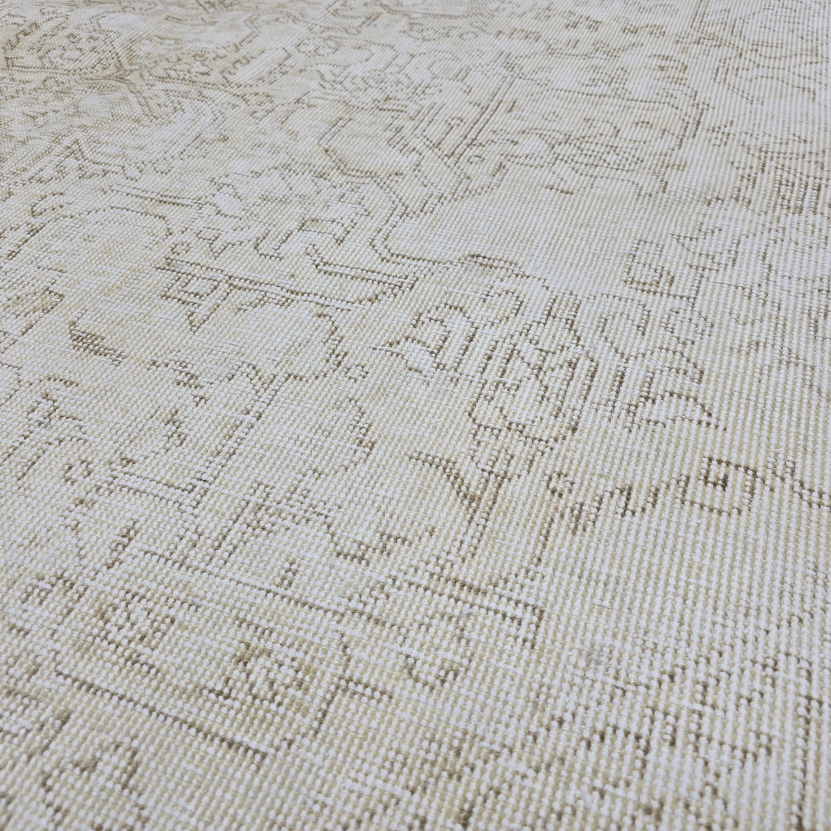 Neutral Oushak 9x12 Area Rug: Handmade Wool Vintage Carpet /9.35x12 feet