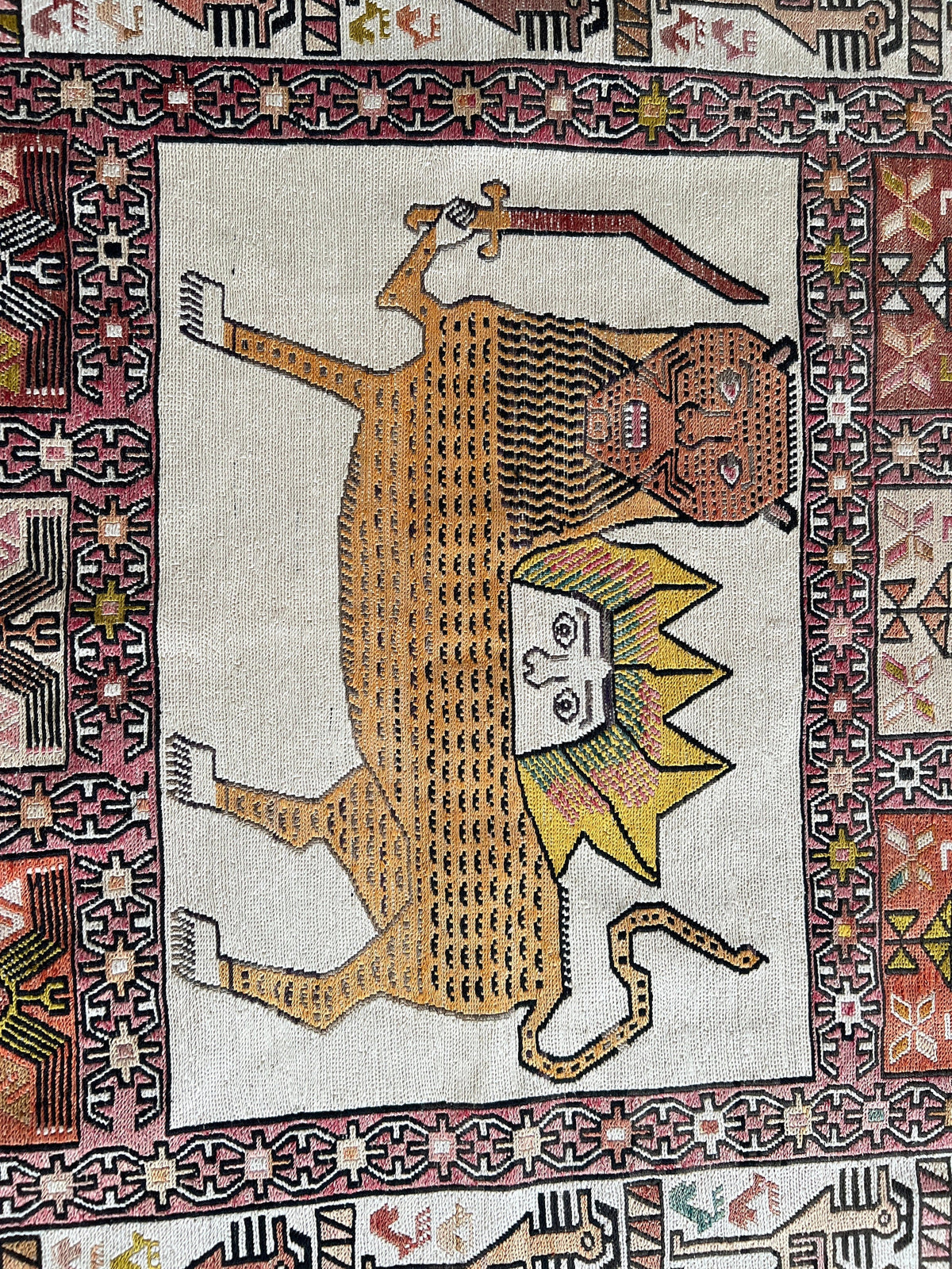Vintage Silk Soumak Rug: Hand-Embroidered Kilim, Decorative Anatolian Rug (4.25x6.80 ft)