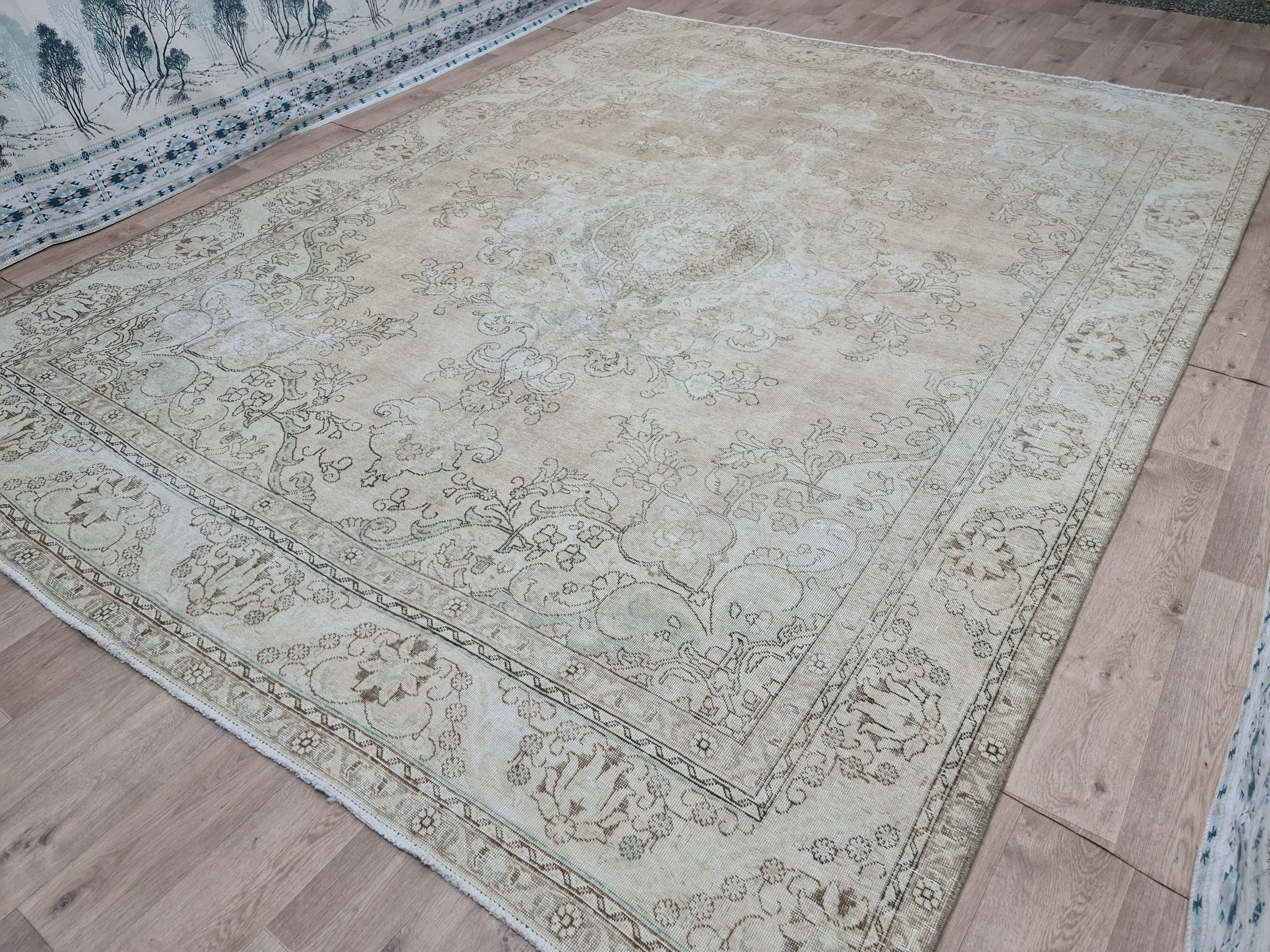 9x12 Modern Oushak Rug / 9.5x12.35 feet /Hand Knotted Wool Carpet/ Oriental Vintage Rug