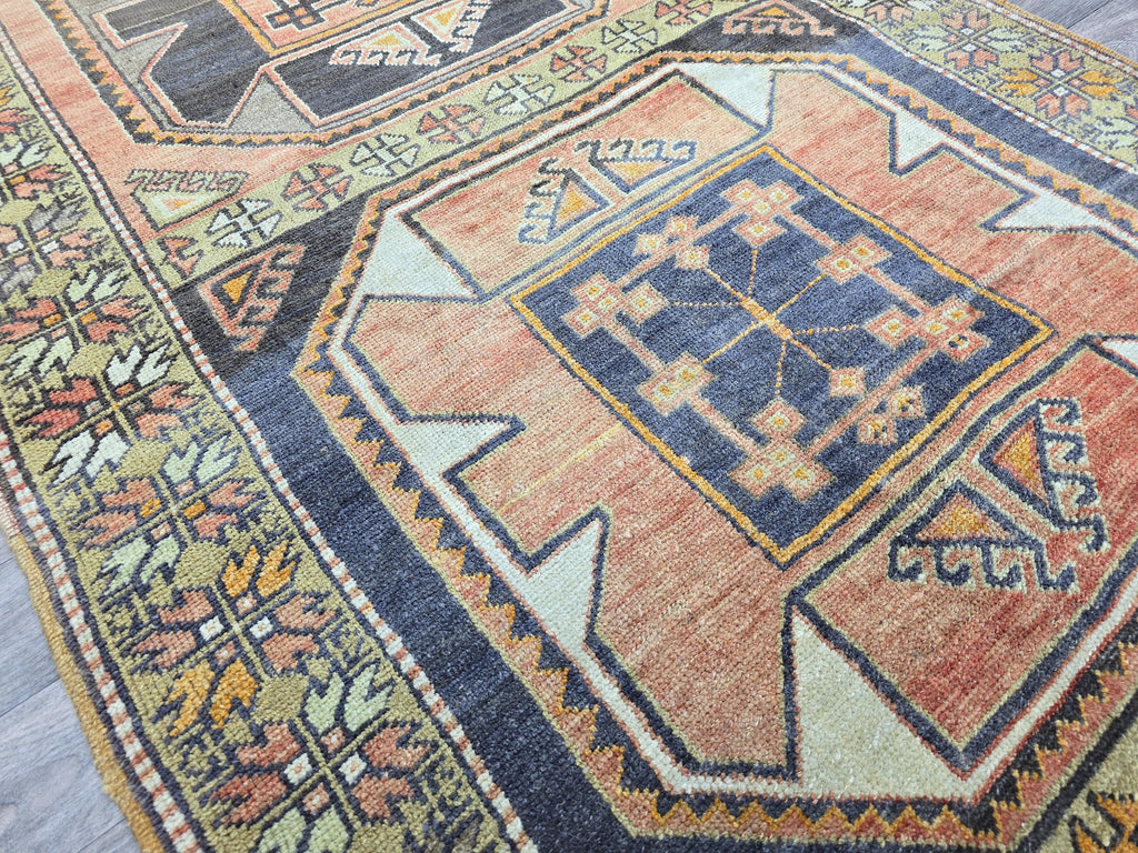 Vintage Turkish Runner Rug: Handknotted Wool Hallway Carpet, 3.4x11.5 ft