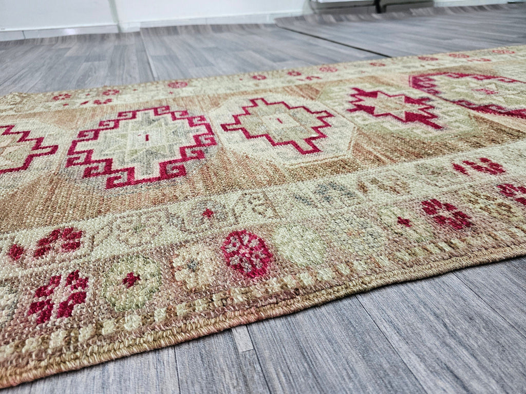 3x12 Vintage Wool Runner Rug - Herki Runner Traditional