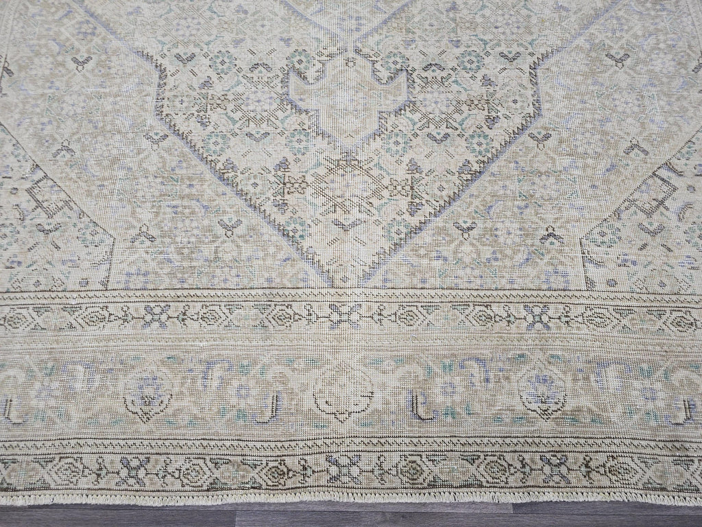 Hand Knotted Wool Oushak Rug: 9x13 Vintage Turkish Area Rug