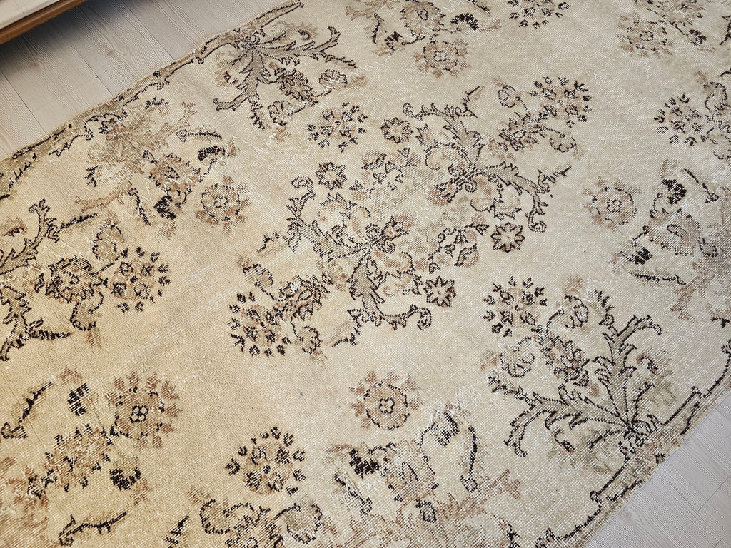 5x8 Handmade Neutral Floral Design Wool Turkish Area Rug  //5.10x7.80 feet