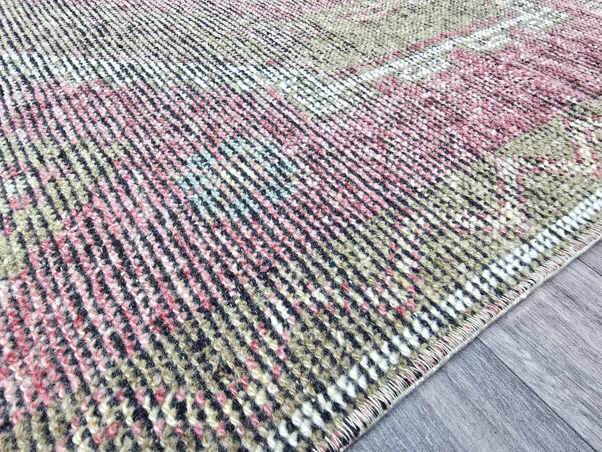 Vintage Turkish Oushak Runner Rug: Hand-Knotted Wool Hallway Rug