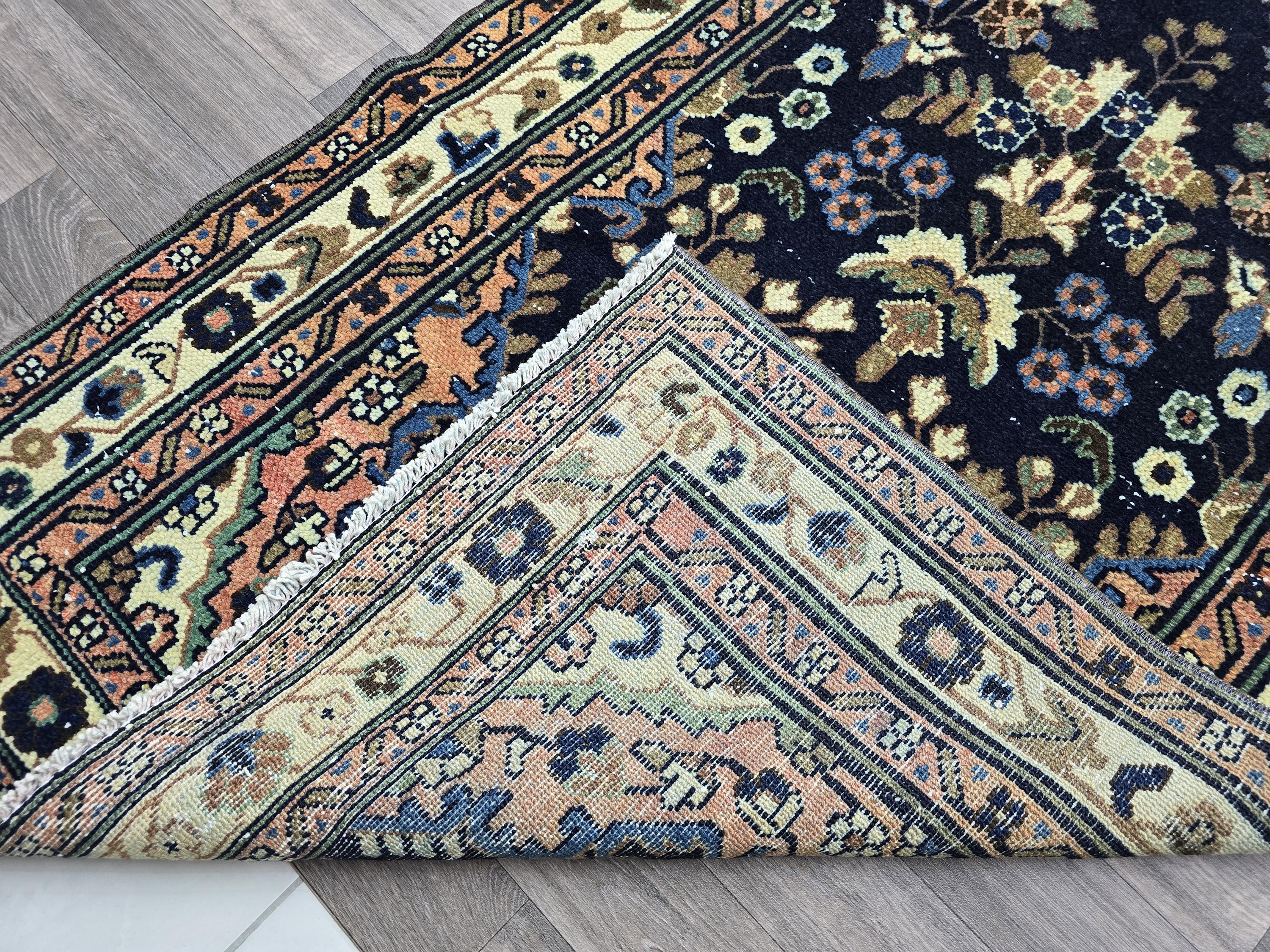 Hand Knotted Wool Runner Rug: 3x16 ft Vintage Turkish Oriental Design