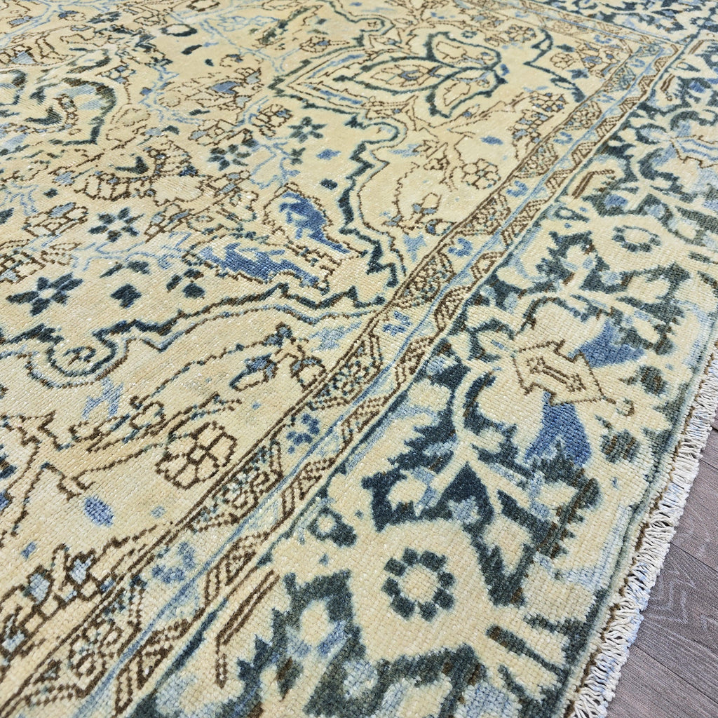 8x11 Oushak Rug: Neutral Turkish Vintage Wool Area Rug