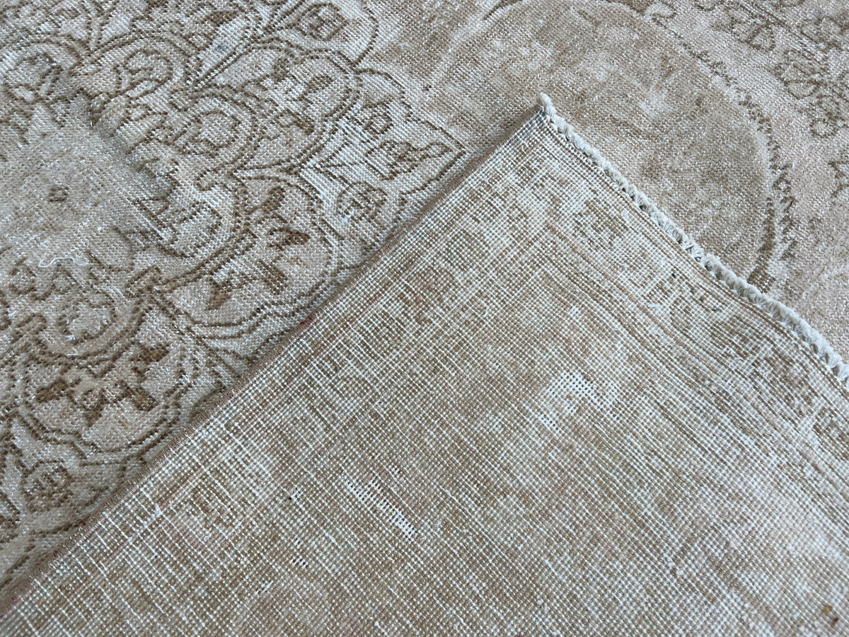 10x13 Neutral Antique Area Rug/ Distressed Wool Turkish Oushak Rug /10.10x12.80 feet