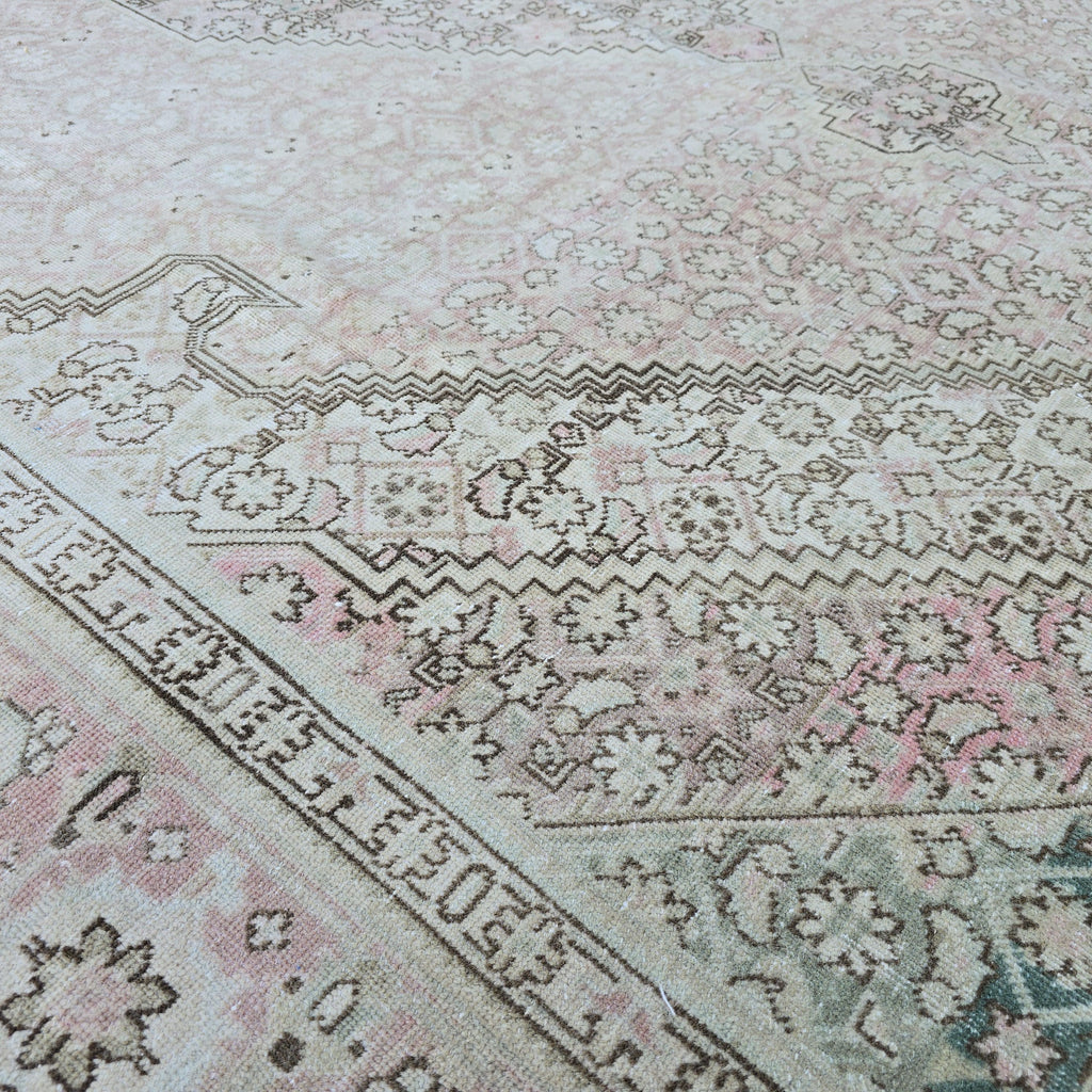 8x10 Pink Oushak Rug: Hand-Knotted Vintage Turkish Wool Carpet