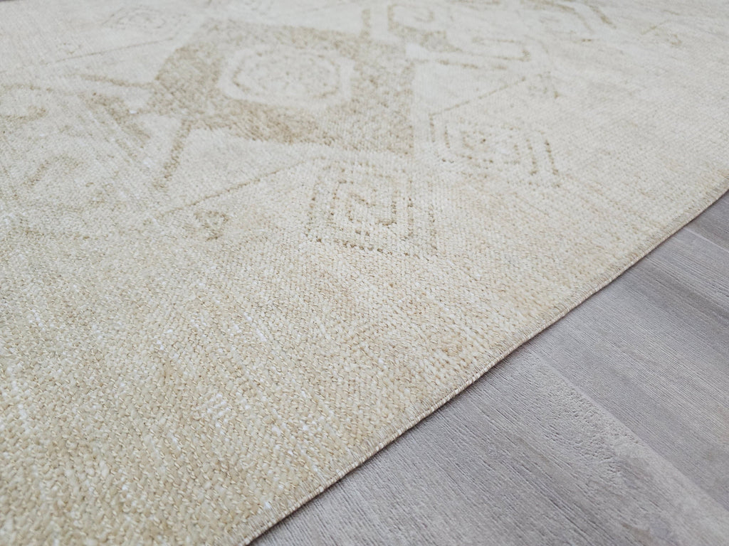 Hand Knotted Turkish Runner Rug 3x12: Vintage Wool Hallway Carpet