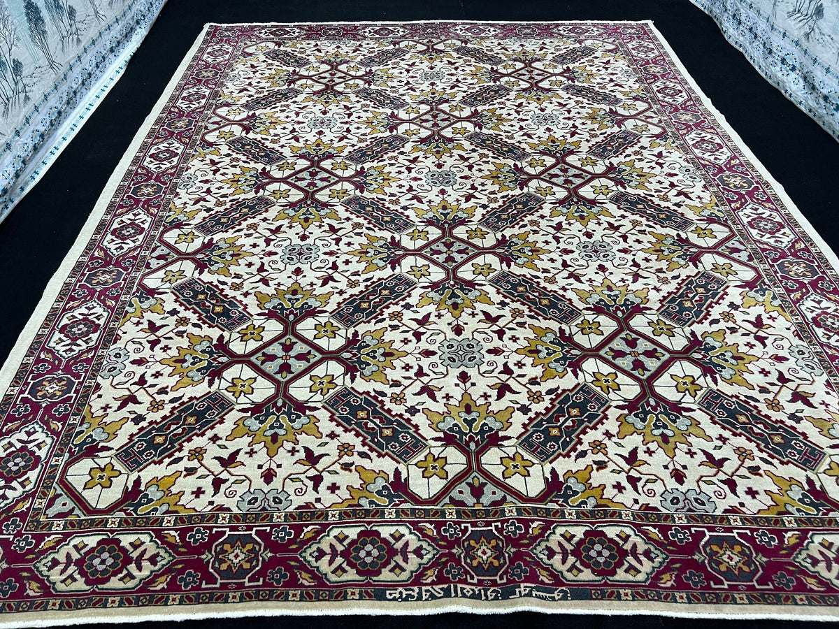 9x12 Colorful Vintage area Rug Hand Knotted Traditional Anatolian Carpet