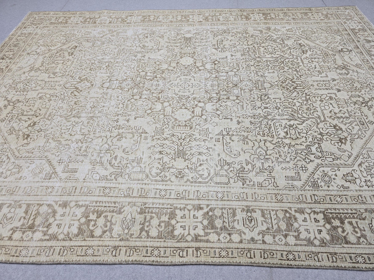 8x11 ft Vintage Turkish Oushak Rug: Hand-Knotted Wool & Cotton Area Carpet