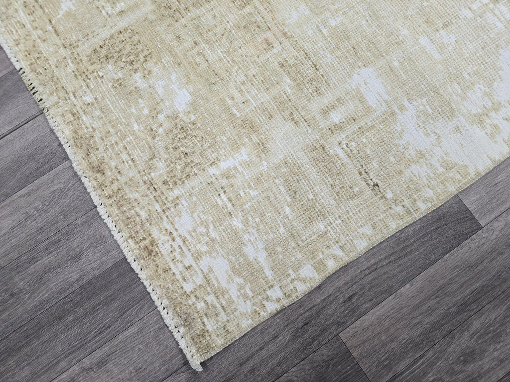 3x4 Neutral Oushak Turkish doormat, wool Vintage Bathmat, Small Turkish Rug
