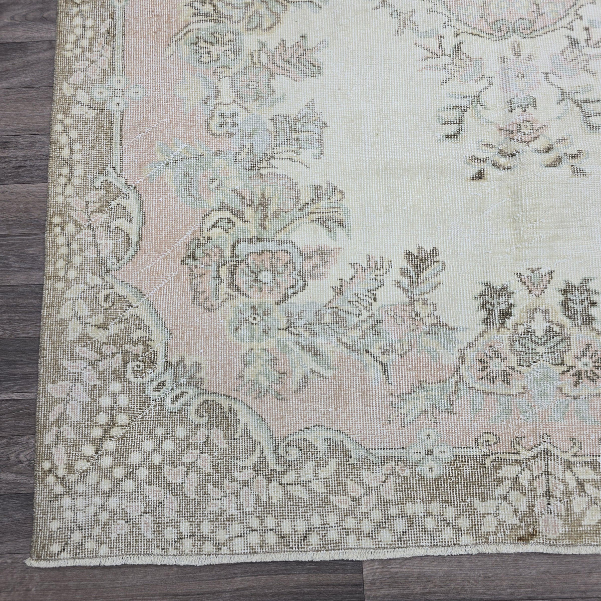 6x9 Vintage Pink Oushak Rug, Wool Anatolian Carpet