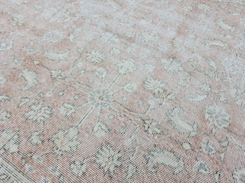 Vintage Turkish Oushak Rug: 4.5x8 Wool Handknotted Floral Carpet
