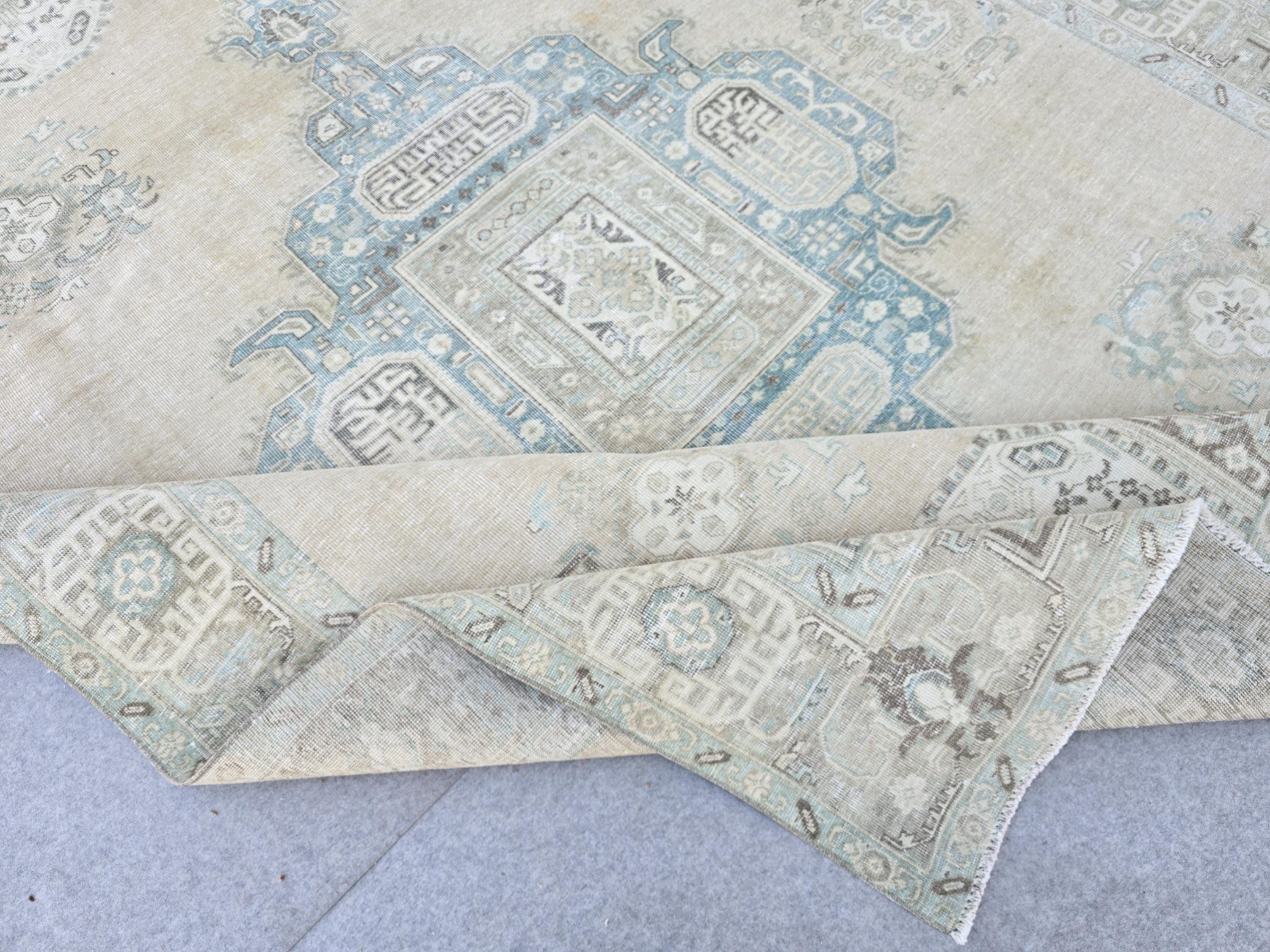 Neutral Oushak Rug: 9.65x12.45 ft Hand-Knotted Wool Turkish Rug
