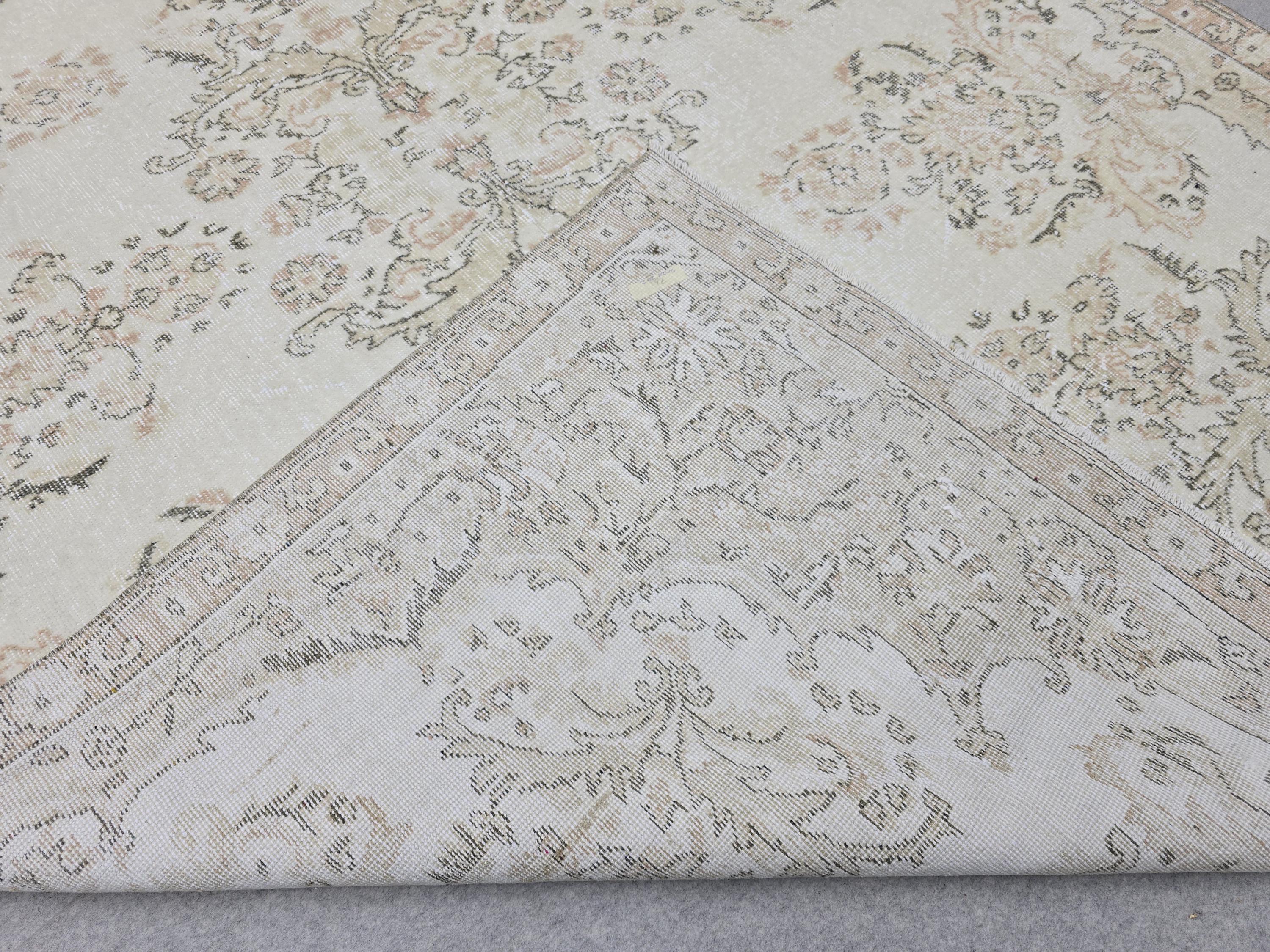 Floral Anatolian Style Rug 7x10, Handwoven Wool Vintage Carpet