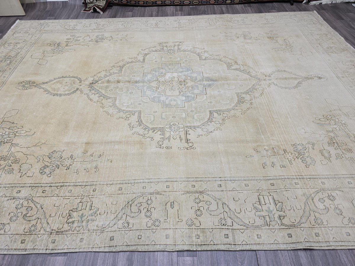 9x12 Vintage Turkish area Rug - Hand Knotted Wool Oushak Rug for Livingroom and Bedroom - Boho decor rug
