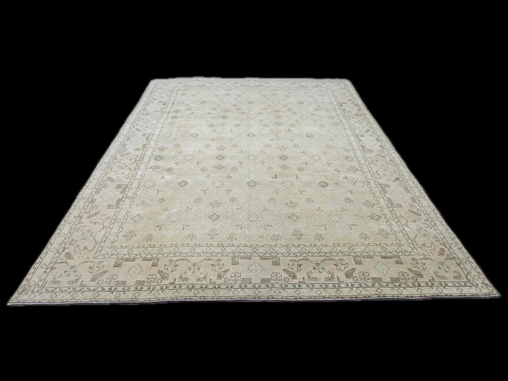 9x12 Antique Turkish Area Rug - Handmade Wool Oushak Rug /9.40x12.60 feet
