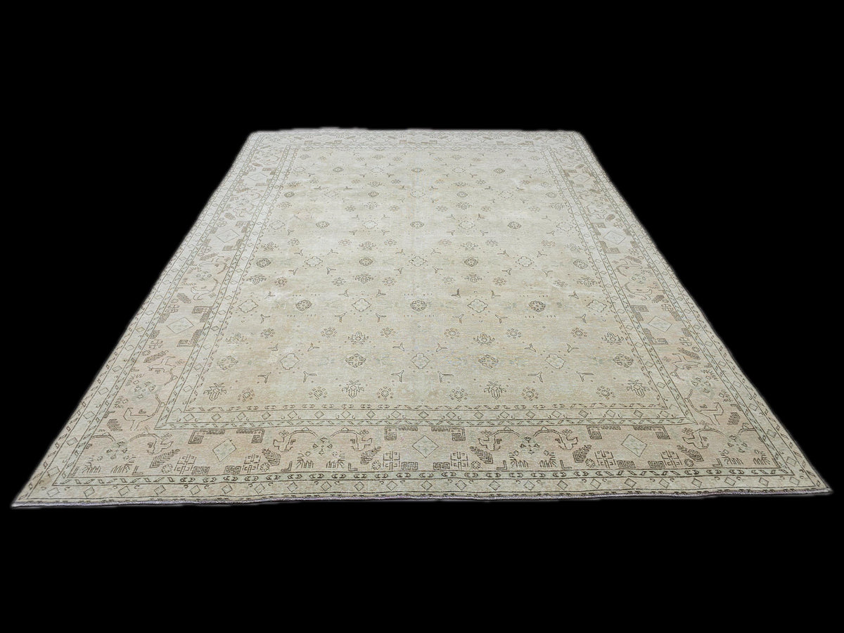 9x12 Antique Turkish Area Rug - Handmade Wool Oushak Rug /9.40x12.60 feet