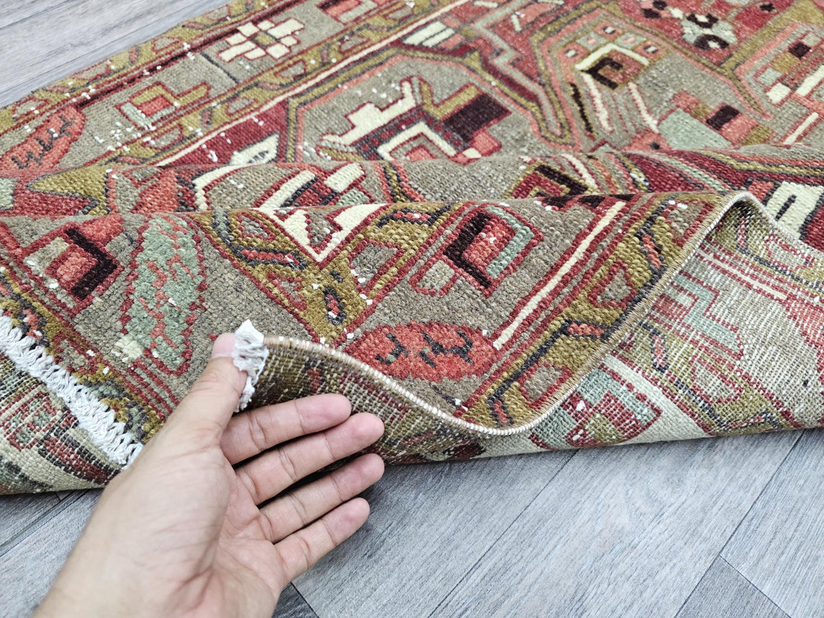 Hand Knotted Wool Runner: 3.5x11 Vintage Turkish Oushak Rug