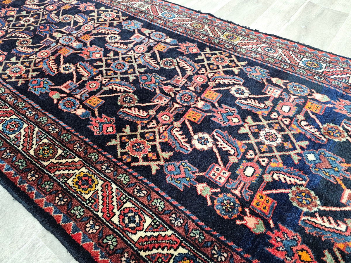 4x10 Vintage Runner Rug: Hand-Knotted wool Oushak Runner, 3.60x10.25 ft
