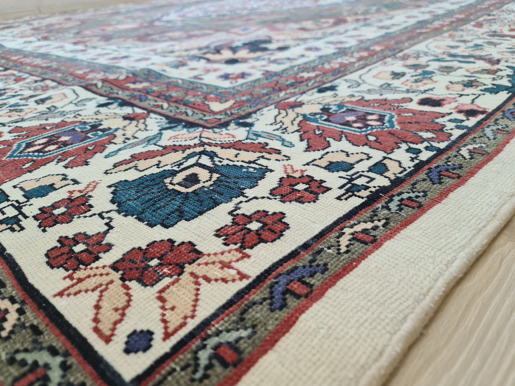 Handmade Oushak Rug 9x13: Large Colorful Vegetable Dyed Wool Oriental Carpet